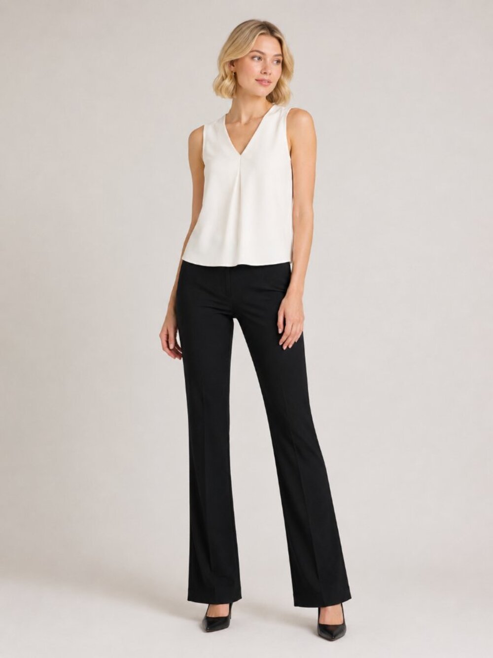 TAHARI Ponte Knit Bootcut Slack Pant Black 8 #A4338